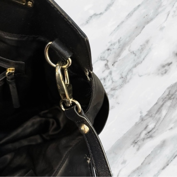 DKNY Vintage Y2K Glossy Black Calf Leather Satchel - Picture 15 of 16